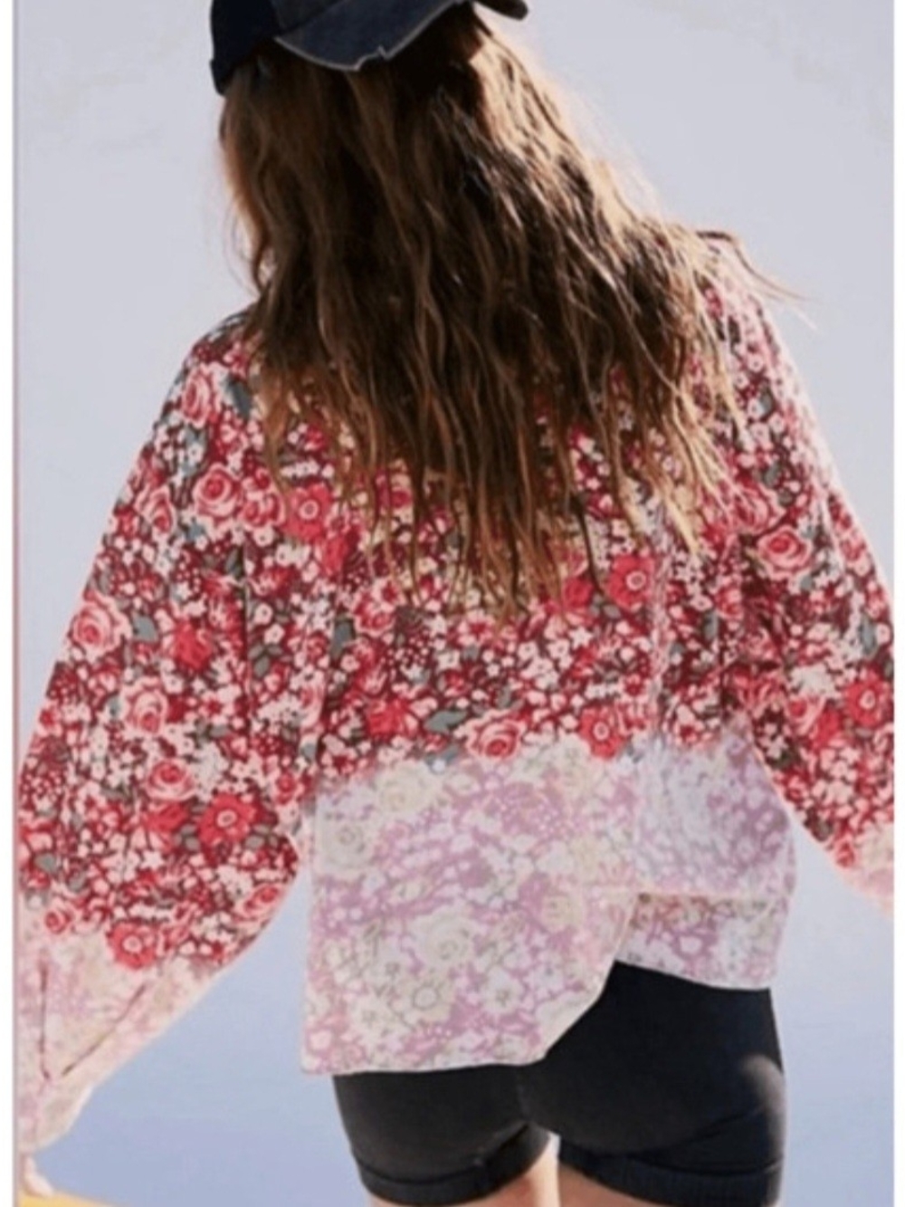 FP Movement by Free People Red Floral Patchwork Crewneck Sweatshirt - Picture 3 of 7